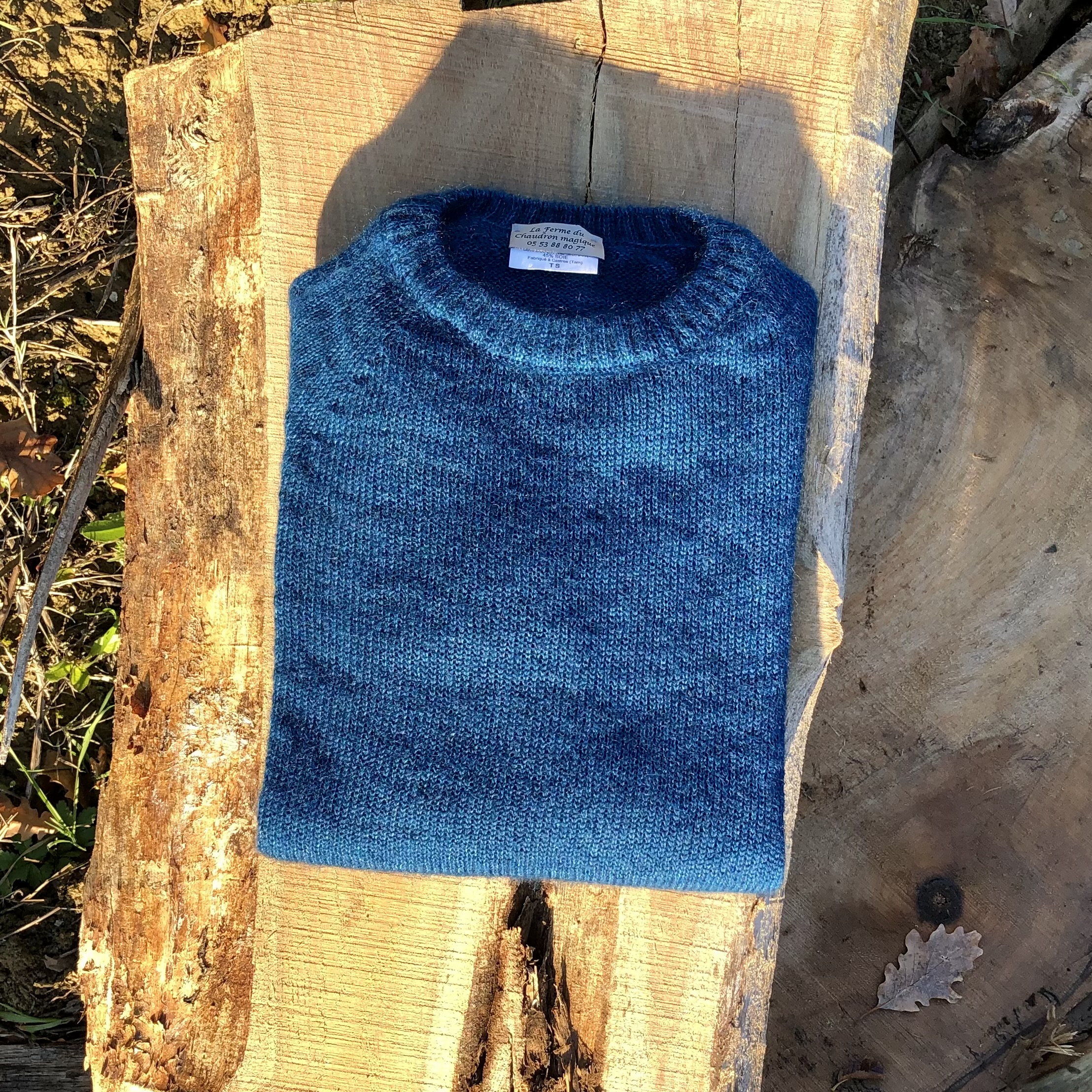 Pull Blanc Chunky Knit En Laine Et Faux Mohair - Taille L, Tricoté Main