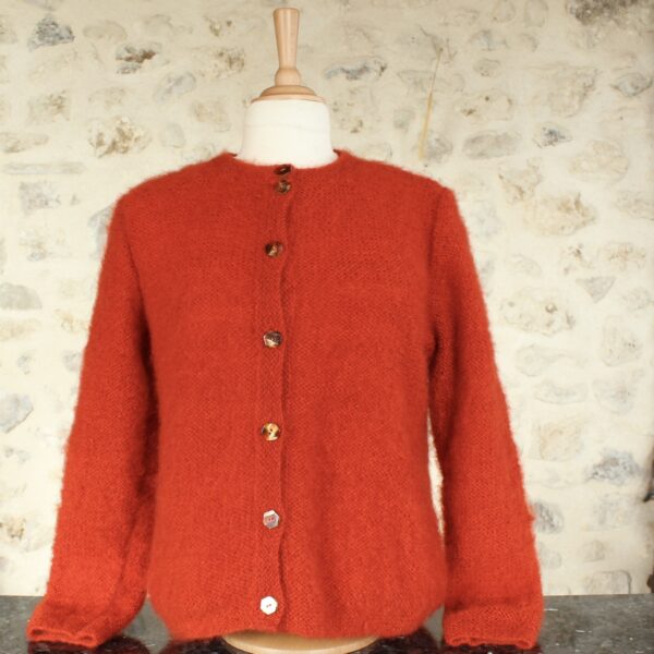 Veste en pur mohair de chevreau Intemporelle col rond